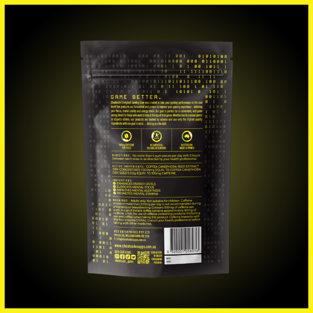 ENERGISED GAMING GUM LEMON & LIME 30 PACK